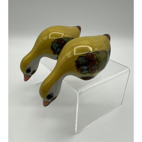 Tonala Mexican Pottery Yellow Duck Shelf Sitter Figurine Set of 2 Made in Mexico - Picture 4 of 9